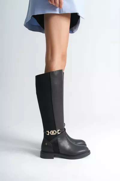 Stivali da donna con cerniera Rider con fibbia in pietra