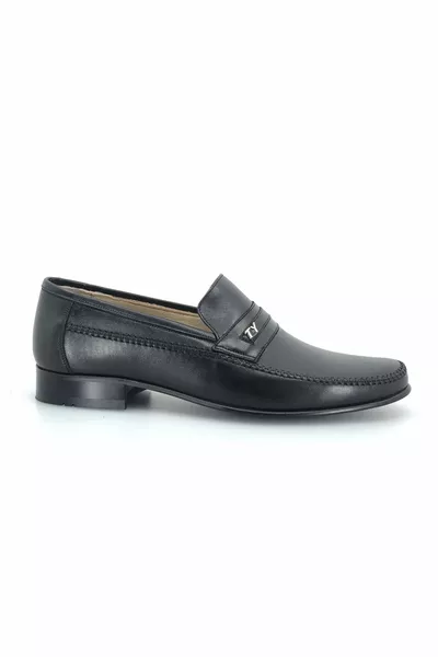 Single Star 0-4 % Genuine Leather Jurdan Sole Men's Classic Shoes BLACK