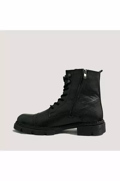 M.p  Homme Cuir Fermeture Éclair Postal  Noir