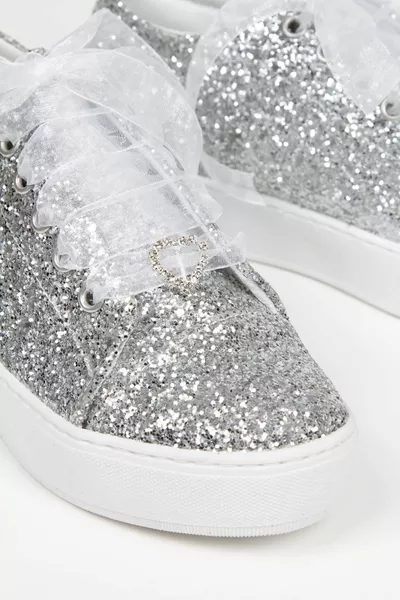 Women's Silver Evening Shoes Silvery Sneakers