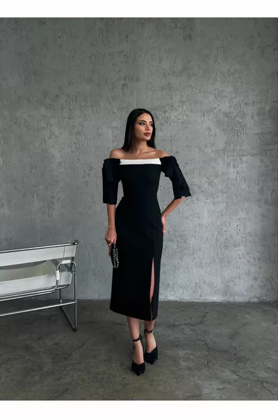 خط مفصل فستان طويل مستقيم