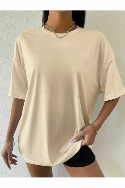 للجنسين الأخضر طاقم الرقبة القطن كبير الحجم صديقها تي شيرت