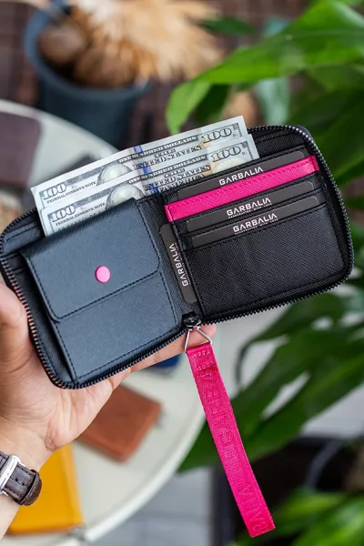 Nora Handvat Ritssluiting Fuchsia Kleur Coin Eyes Dames Portemonnee