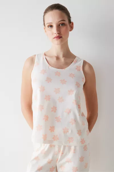 Peach Floral Pants Pajama Set