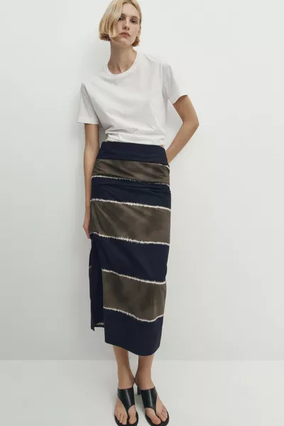 Двухцветная юбка в полоску