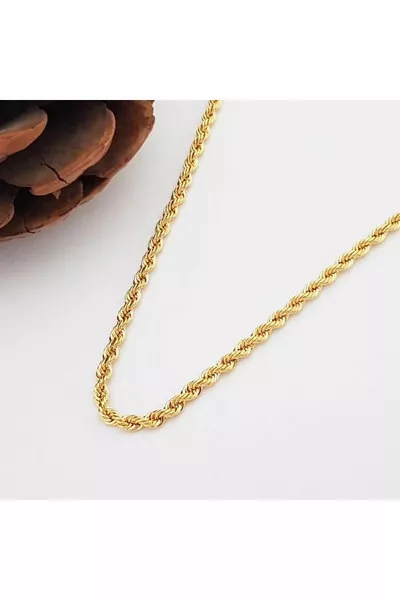 Дамско стоманено колие Модел на усукано въже Черна верижка Златен модел