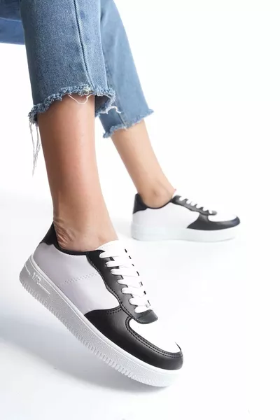Weiß-Schwarz-Weiß Damen Sneaker