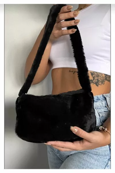 حقيبة باغيت ريشة سوداء أفخم Puufi رث حقيبة كتف اليد