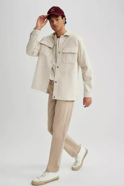 Relax Fit Lumberjack الأساسية طويلة الأكمام قميص سترة مع جيوب مسطحة au