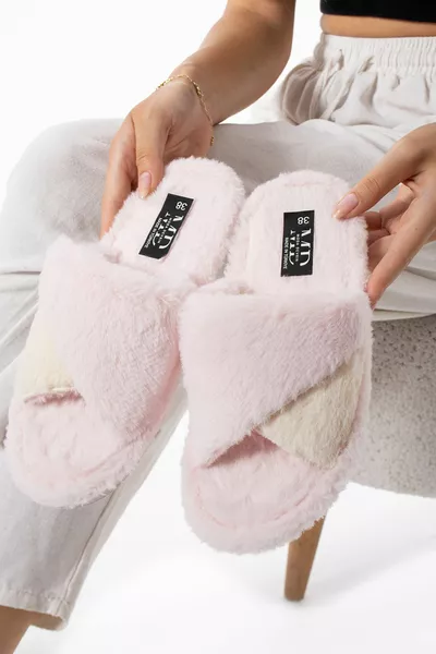 Rosa Inverno Cucito Sole Cincillà Peluche Tessuto Pantofole Ritorte Suola Silenziosa Pantofole Da Casa