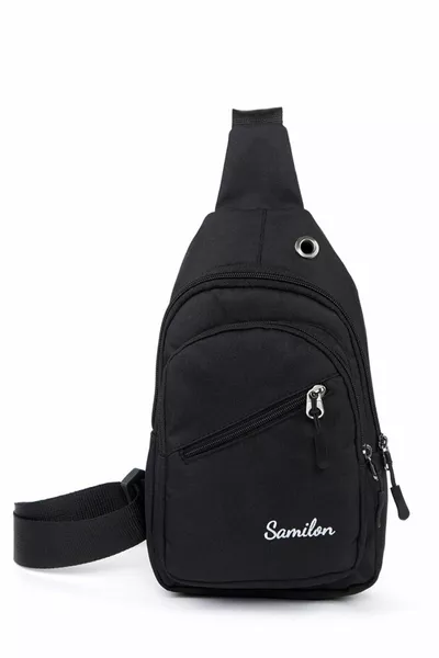Unisex Schwarz 4 Fächer Verstellbarer Gurt Kreuz Taille Schulter- und Brusttasche