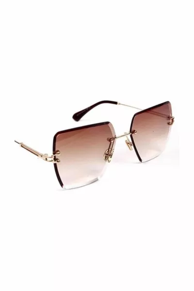 Women's Brown Chanel Square Crystal Cut Sunglasses