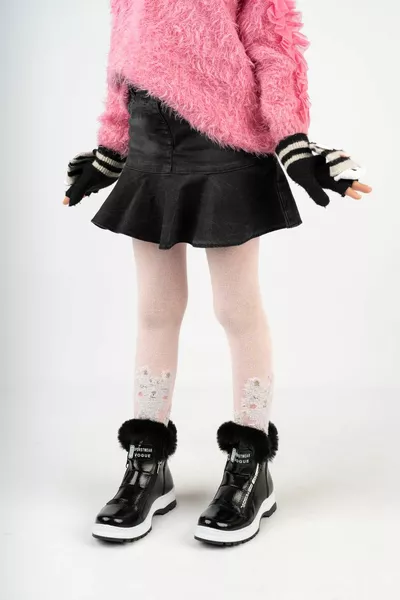 Mädchen Schwarze Haut Pelz Detaillierte rutschfeste Sohle Leichte Stiefel