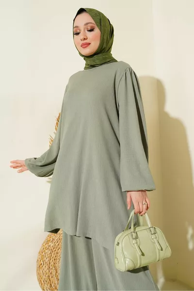 Женские Çağla Зеленые Туники Брюки Низ Комплект 