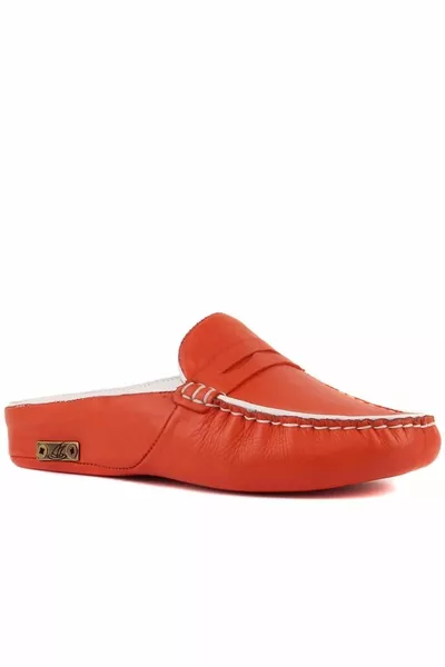 - Granaatappel Bloem Kleur Lederen Vrouwen Huispantoffels