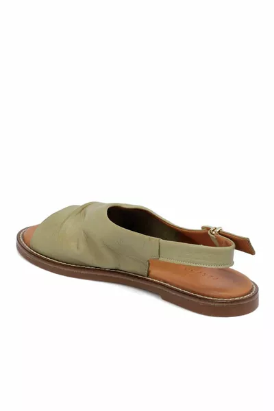 صندل جلد أخضر للنساء -  أخضر