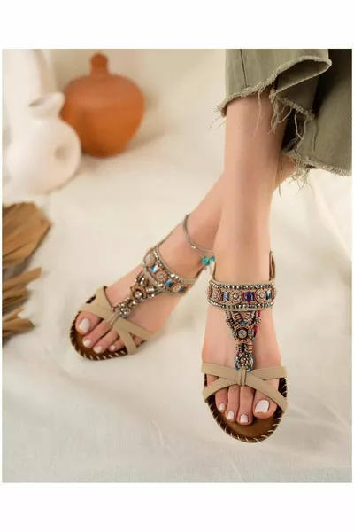  Sandali da donna con imbottitura in feta con suola in pietra