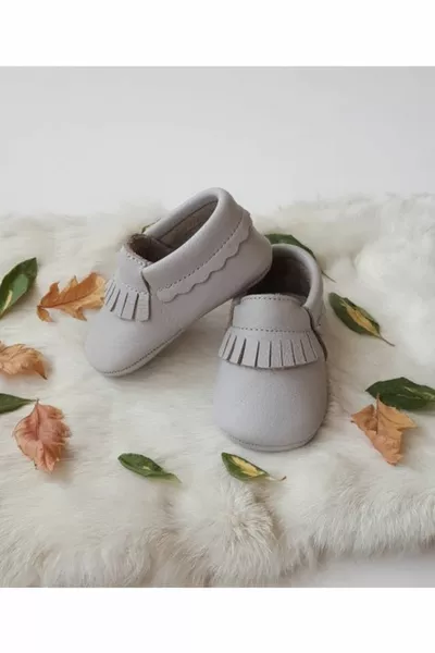 Детские лоферы из натуральной кожи Rocco серого цвета