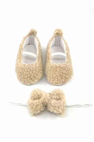 سلسلة خاصة ، فرو بيج ، أفخم ، شقق باليه مرنة ، أحذية طفلة وباندانا