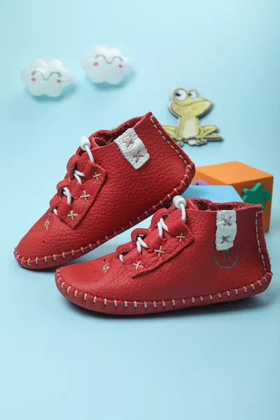 унисекс новорожденный полностью ортопедическая натуральная кожа красная белая детская обувь, подходящая для здоровья ног