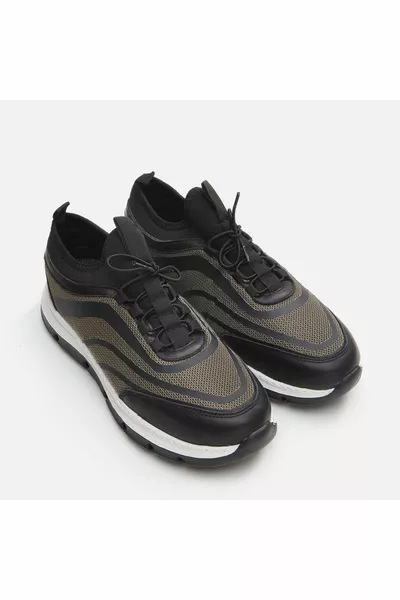 Genuine Leather Black Men's Sneakers