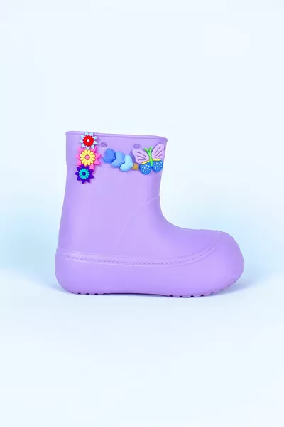 Lila Kız Çocuk Yağmur Çizmesi-botu - Su Geçirmez