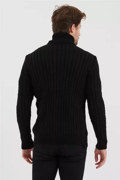 Zwarte gebreide gebreide trui met patroon voor s