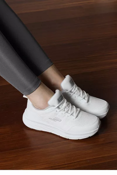  حذاء رياضي نسائي أبيض كامل أحذية رياضية عادية