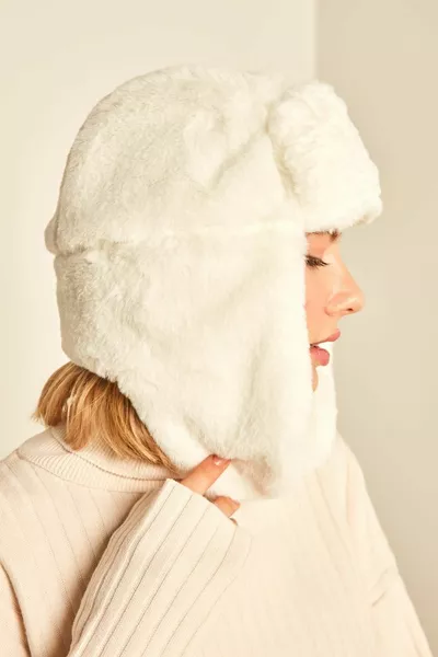  Плюшевая белая шапочка пилота с зажимом