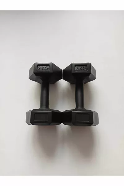 2 كجم × 2 قطعة الفينيل المغلفة الزاوي الأسود الدمبل الوزن مجموعة