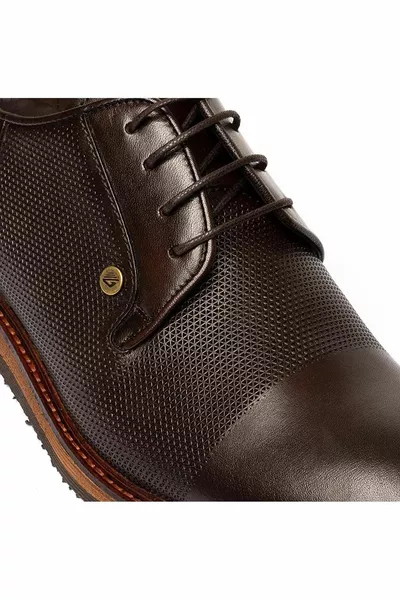 حذاء كلاسيكي جلد طبيعي بني للرجال 