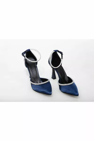 حذاء سهرة نسائي بحجر 9 سم أزرق كحلي (اشتري مقاسك الخاص)