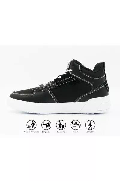 Per uomo Nero Suola antiscivolo Ortopedico Casual Comodo Leggero Dolcevita Basket Casual Sneakers