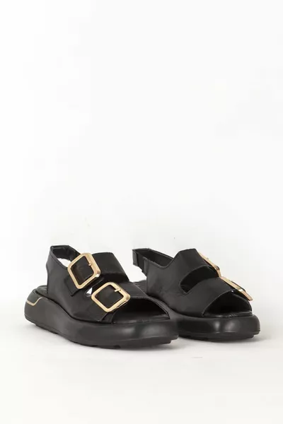 المرأة سميكة وحيد مزدوج مبطن عارضة الصنادل جلد طبيعي Zy  أسود