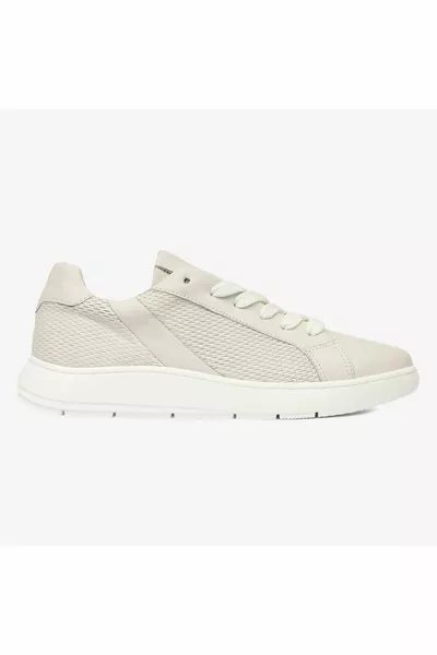 Chaussures de sport en cuir véritable blanc cassé pour femmes 