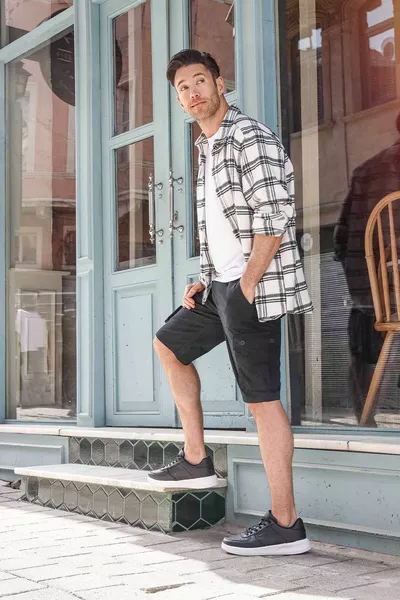  أسود - أبيض سنيكرز رجالي كاجوال