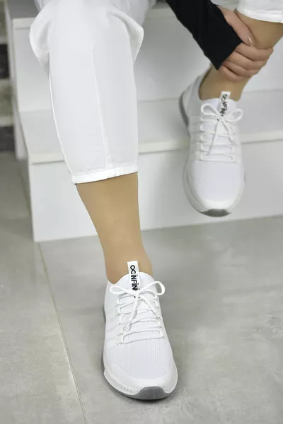 للجنسين العظام ، أحذية رياضية تريكو الجري والمشي أحذية رياضية أبيض