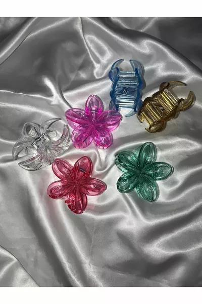 Femmes Grande Taille 6 Pcs (8cm) Ensemble de fermoir Lotus transparent