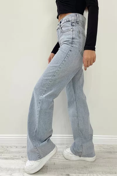 Penelope Lycra Donna Blu Neve Super Vita Shabby Gamba Shabby Denim Denim Palazzo Pantaloni