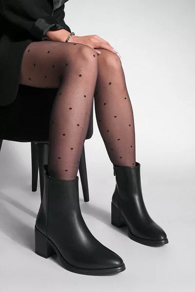 أحذية نسائية بكعب عال مدببة تو سحاب سيرين أسود