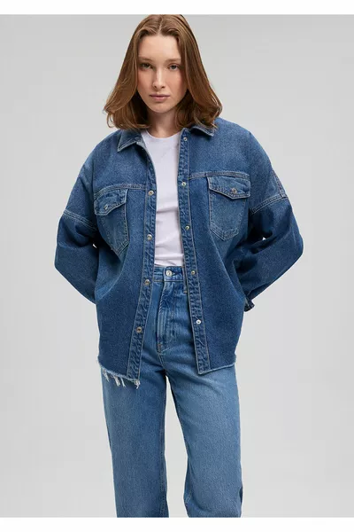 Фиона изцяло синьо тъмна дънкова риза гадже 