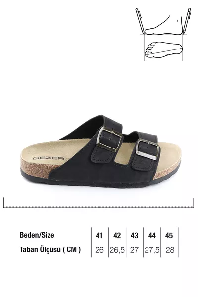 Летние мужские шлепанцы с застежкой на двух пряжках и пробковой подошвой