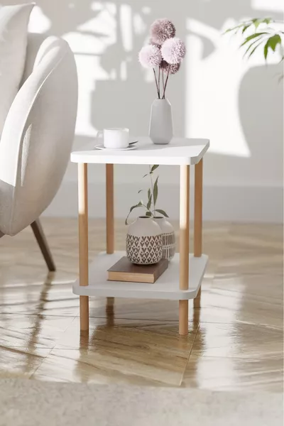 2-plank zijtafeltje, brede krantenhouder, boekenrek, plantenstandaard, nachtkastje, multifunctioneel nachtkastje