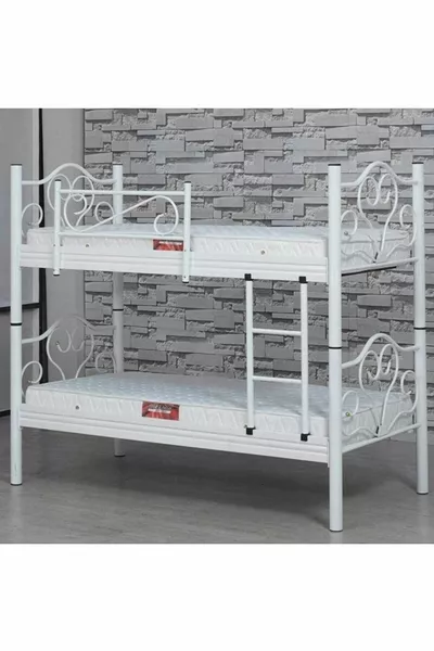 سرير بطابقين معدني أبيض X