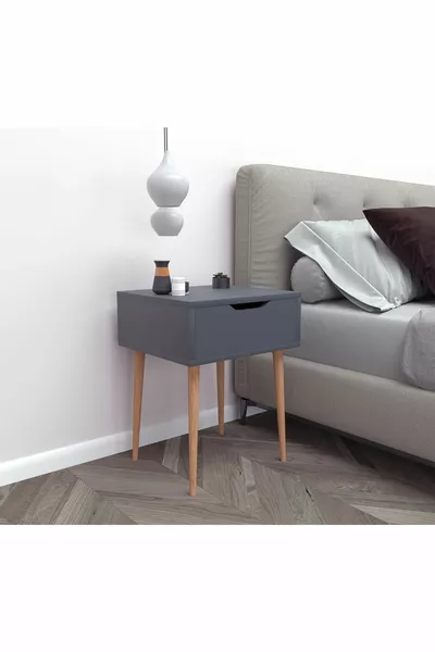 طاولة جانبية أتلس بدرج واحد باللون الأنثراسيت