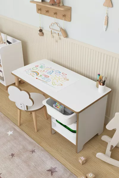 Рулонный стол для творчества с бумажным покрытием, детский рабочий стол, шкаф для игрушек