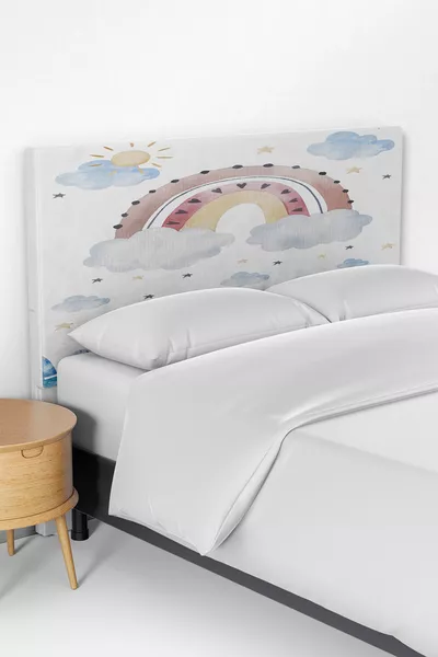 Cloud and Rainbow Pattern Children's Bed Base Headboard Cover