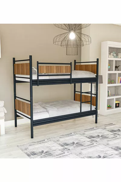 Gm Star Двухъярусная кровать из дерева и металла Черно-ореховая