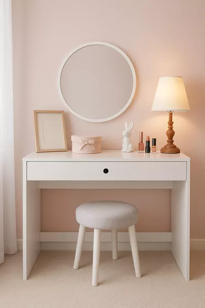 Coiffeuse avec tiroirs – Design minimal, matériau MDF, élégante et durable