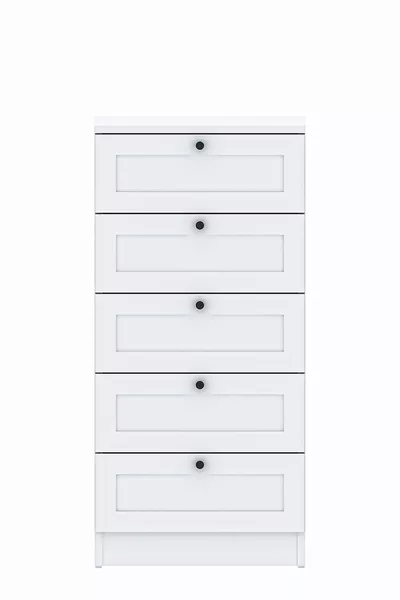 خزانة تيرا ذات 5 أدراج، لحفظ الملابس، لغرفة النوم وغرفة الأطفال باللون الأبيض